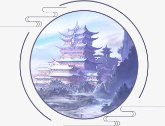 卡通海报活动圆圈建筑物造型效果免抠