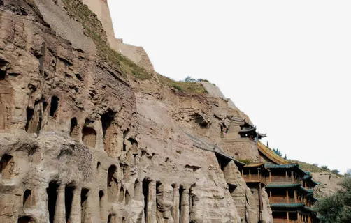 甘肃省敦煌莫高窟外观免抠