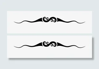 小胡子装饰花纹与分割线矢量素材免抠