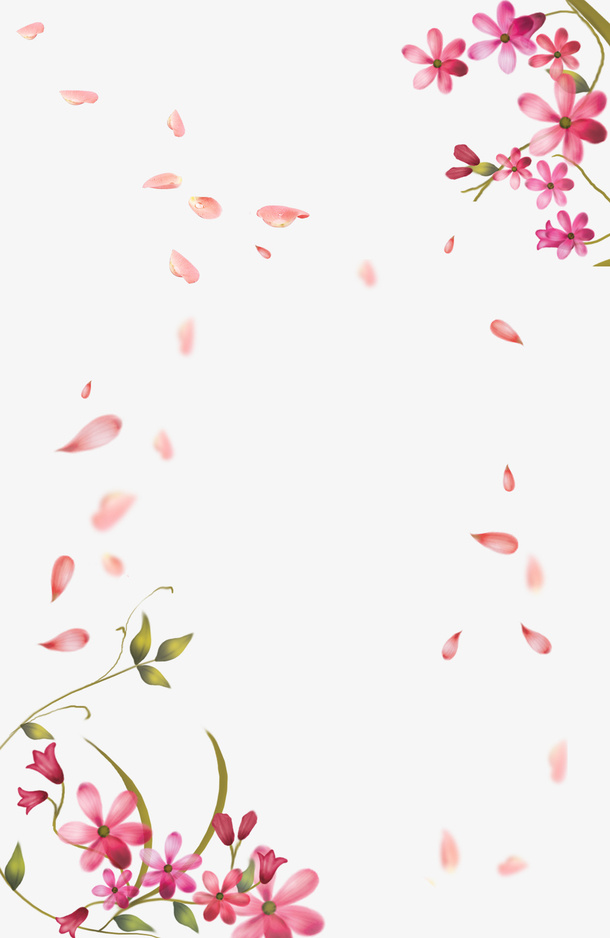 粉色花瓣边框漂浮免抠