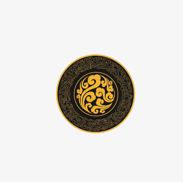 奢华金色花纹模板免抠