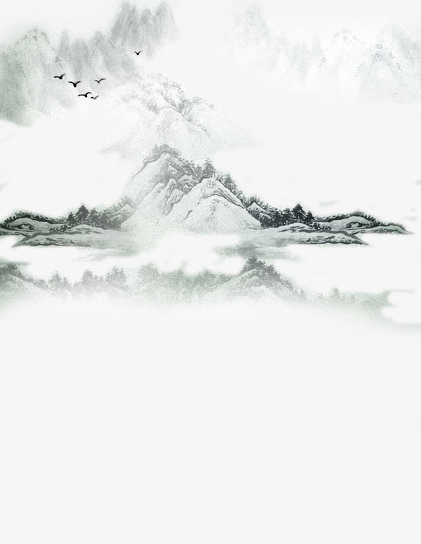 水墨画山脉免抠