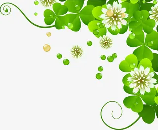 绿色春天花朵树叶三叶草免抠