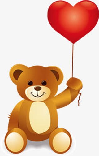 手绘可爱小熊爱心免抠