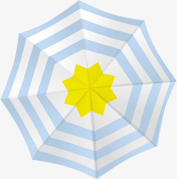 卡通蓝色条纹雨伞装饰图案免抠