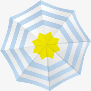 卡通蓝色条纹雨伞装饰图案免抠