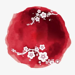 红色水墨装饰元素免抠