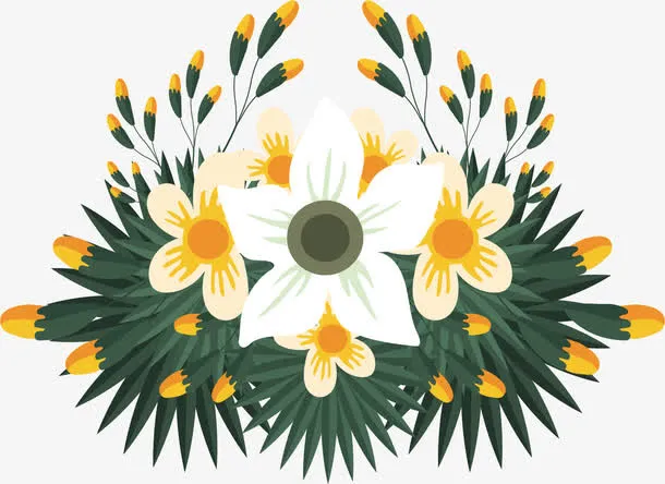 黄色迎春花花篮免抠