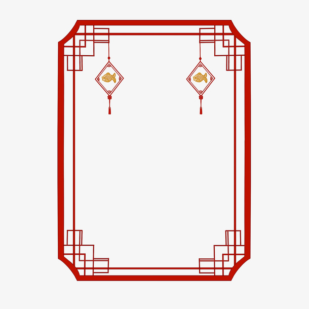 古典中国风新年红色边框png免费下载免抠