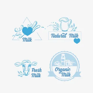 奶牛奶滴标志免抠