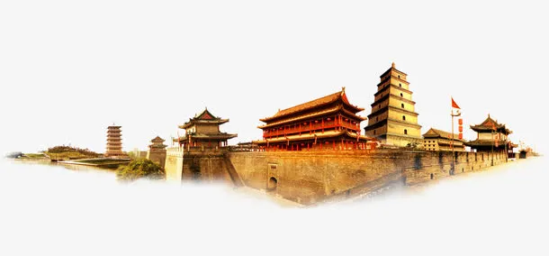 中国风西安旅游景点免抠
