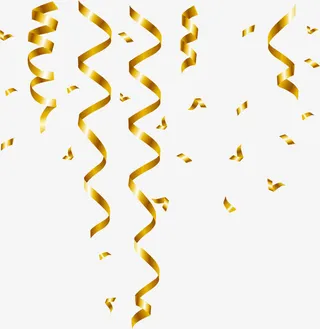 金色闪耀绸带免抠
