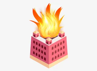 红色火焰烽火台免抠