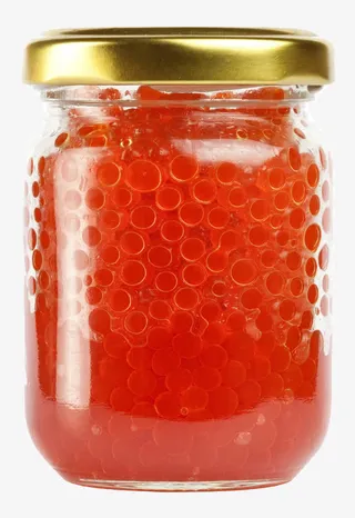 一瓶新鲜的鱼子酱免抠