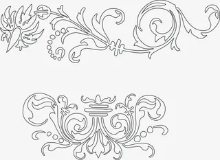 传统古典角花花纹素材免抠