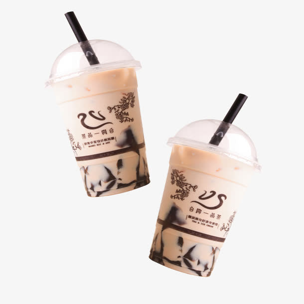 两只装仙草奶茶免抠