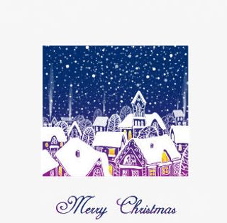 雪花插画矢量素材,雪花,插画,房屋免抠