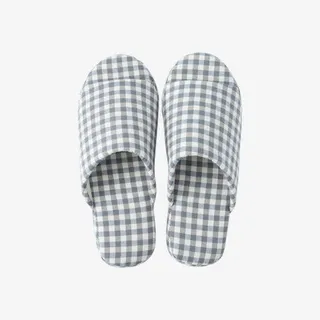 MUJI格子水洗棉拖鞋免抠