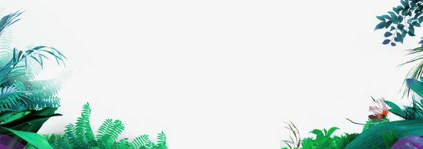 绿色植物花草边框纹理免抠