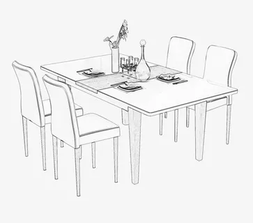 手绘餐桌椅免抠