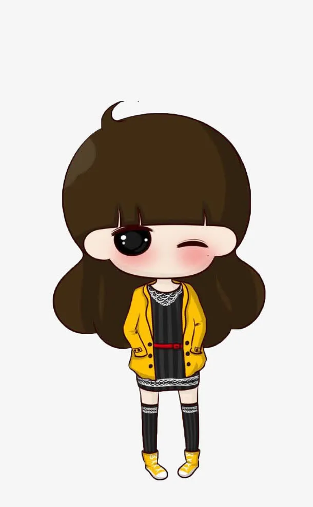 穿着黄色大衣的可爱卡通小女孩免抠