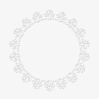 白色花纹镂空简约圆形边框免抠