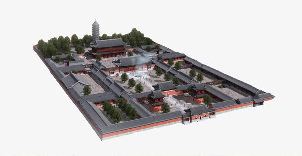 中国风院子鸟瞰图免抠