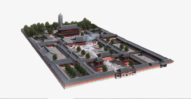 中国风院子鸟瞰图免抠
