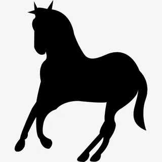 奔马黑色剪影转向左姿态图标免抠