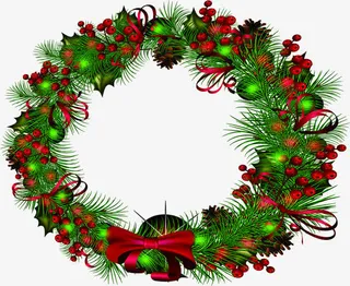 创意合成红色的圣诞节元素花环免抠