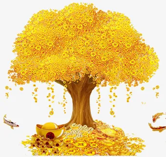 摇钱树彩雕玉雕免抠