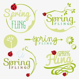 春天艺术字与瓢虫免抠