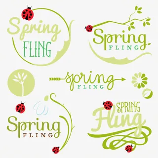 春天艺术字与瓢虫免抠