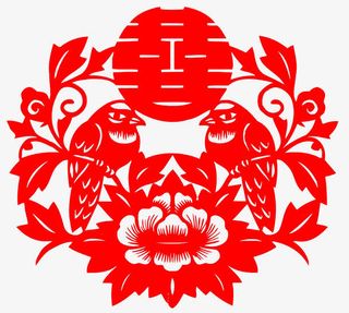 喜鹊喜字剪纸免抠