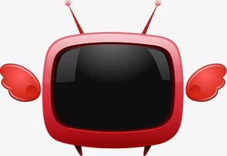 红色卡通可爱翅膀电视机免抠