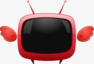 红色卡通可爱翅膀电视机免抠