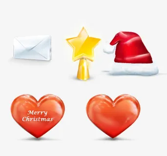 爱心圣诞帽信件图标免抠