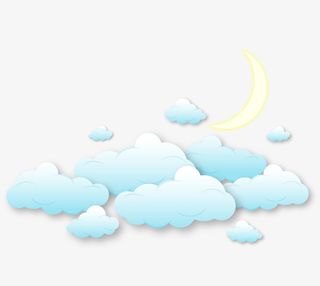 卡通夜晚云朵月亮免抠