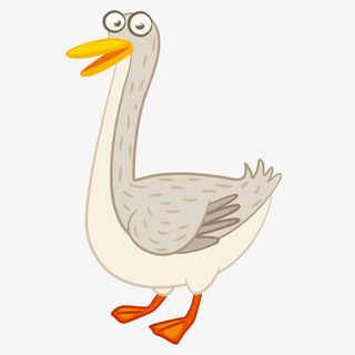 矢量鸡鸭鹅白色卡通大鹅免抠