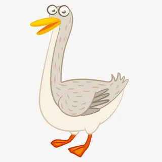 矢量鸡鸭鹅白色卡通大鹅免抠