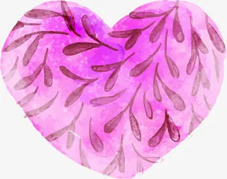 情人节紫色水彩爱心免抠