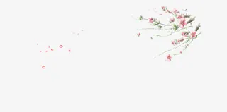 水墨桃花素材免抠
