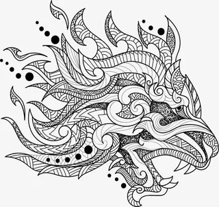 复古花纹龙头免抠