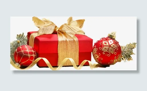 圣诞礼盒彩球彩带免抠