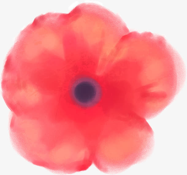 春天红色水墨花朵免抠