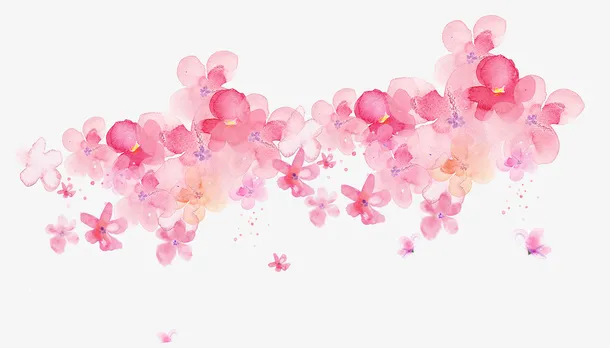 唯美手绘粉色花朵免抠