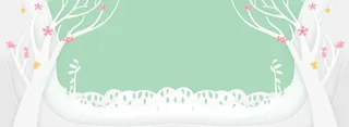 卡通花瓣简约绿色banner背景高清