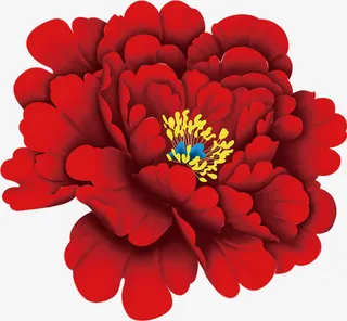 中国风红色牡丹十字绣免抠