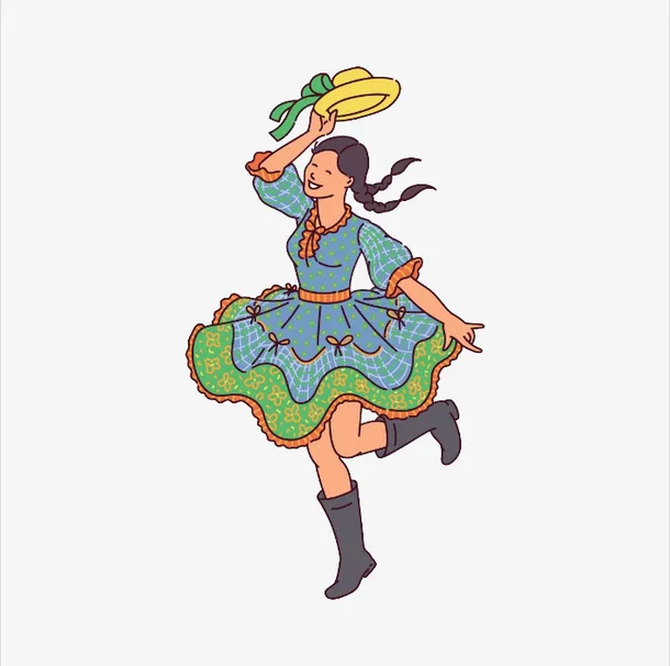 身着花群高兴举帽跳舞的女孩免抠