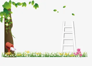 卡通春天树木树叶*免抠